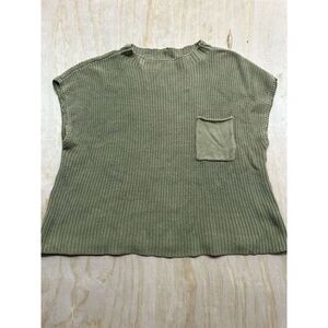 BY‎ TOGETHER women L Tan sweater chunky knit mock turtleneck cottage core Short